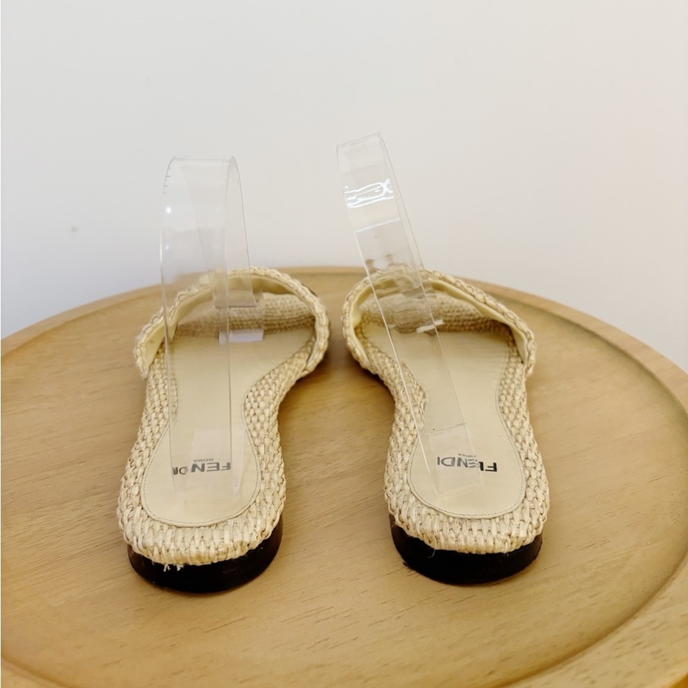 Fendi Signature Raffia Slip On Slides - Picture 5 of 6